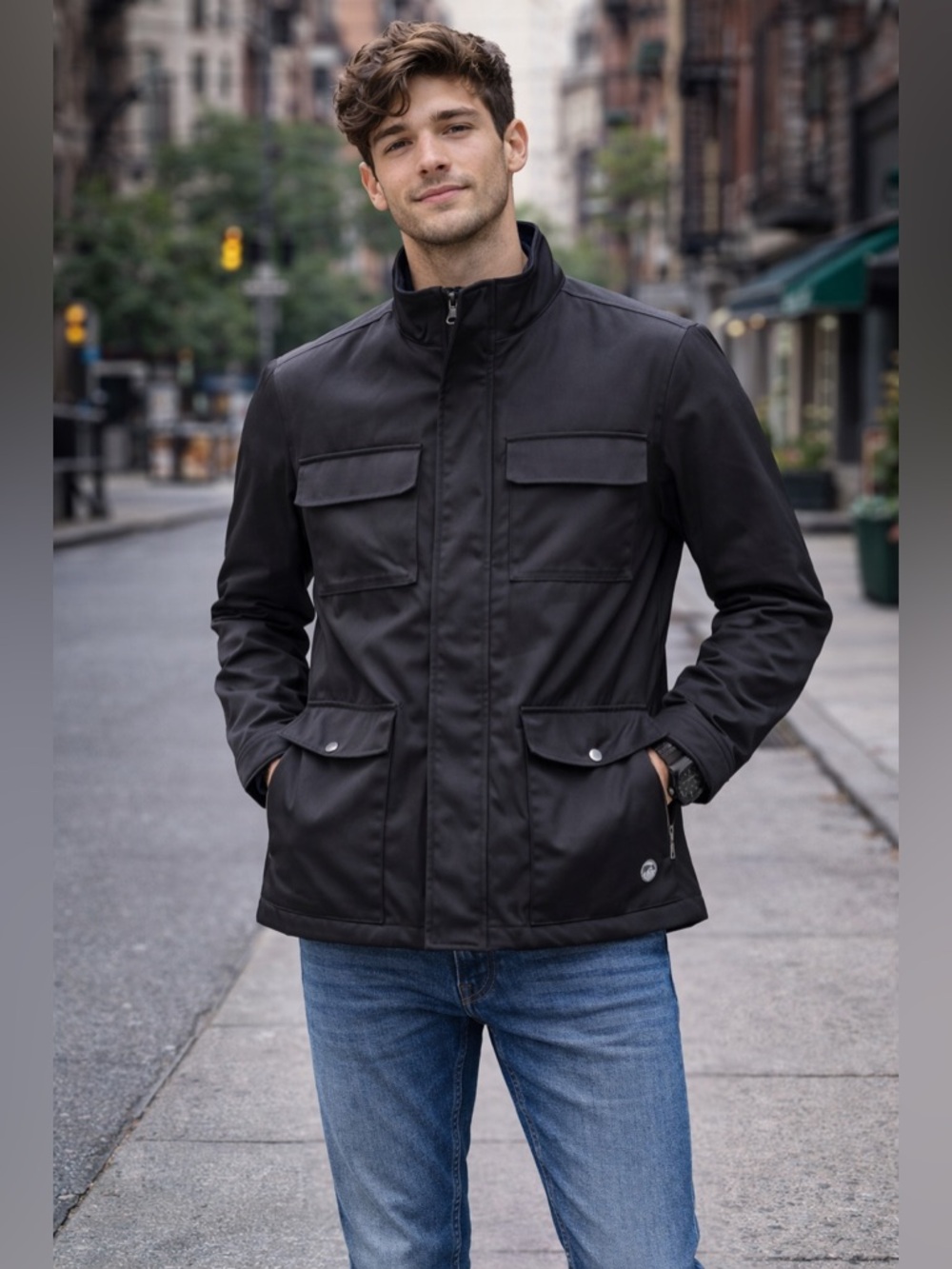 Flag & Anthem Men's Black Field Jacket - Classic Utility Style Size Medium